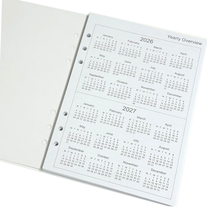 diary refill pages year overview 2026-2027