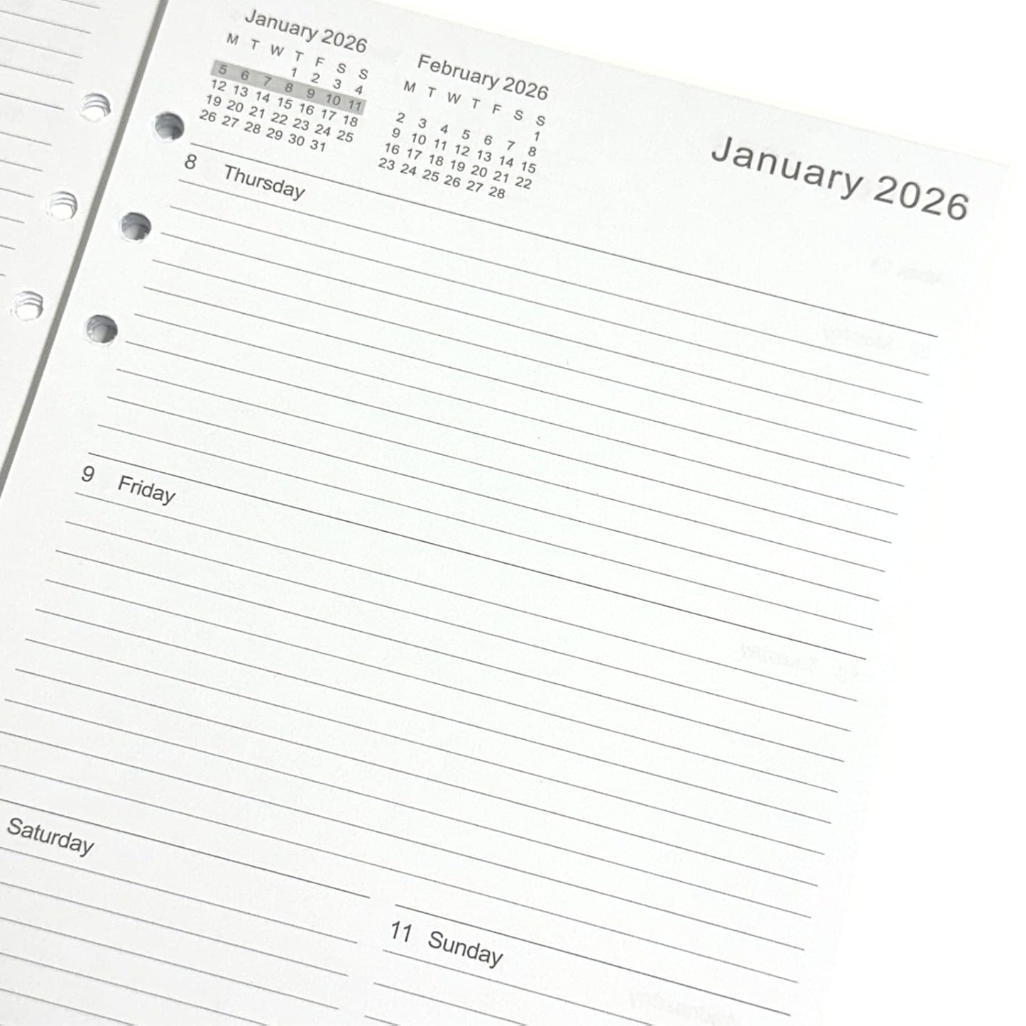 2026 diary refill