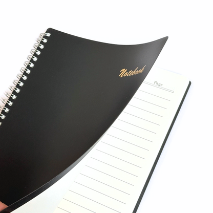 Spiral Notebook – 160 Lined Pages | 80gsm Wide Ruled | Black Wipeable Cover | A5 & B5