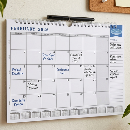 2026 Easy Glance Calendar | Month to View | Notes | Wall & Desktop Planner