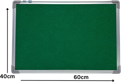 Fabric Cork Felt Pin Board | Aluminium Frame | 60x40cm | Home, Office & School Noticeboard | Green, Blue & Red