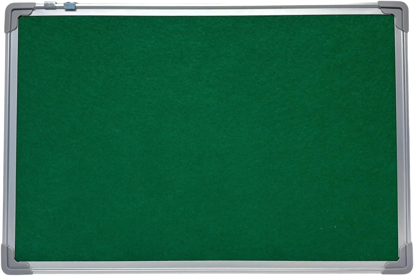 Fabric Cork Felt Pin Board | Aluminium Frame | 60x40cm | Home, Office & School Noticeboard | Green, Blue & Red