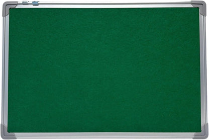 Fabric Cork Felt Pin Board | Aluminium Frame | 60x40cm | Home, Office & School Noticeboard | Green, Blue & Red