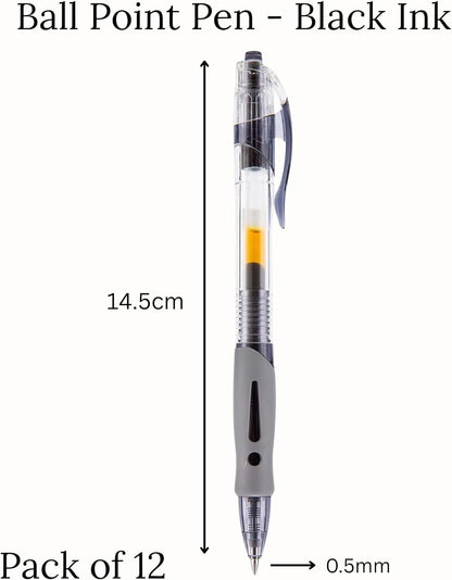 Grey ball point pen with measurements on white background 