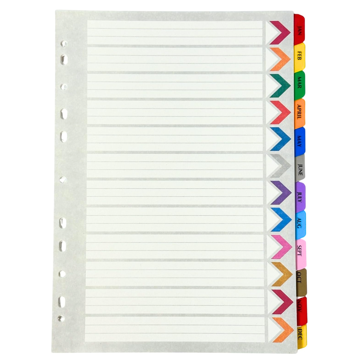 A4 Monthly Index Dividers | 12 Month Tabs | Fits A4 Binders & Lever Arch Files