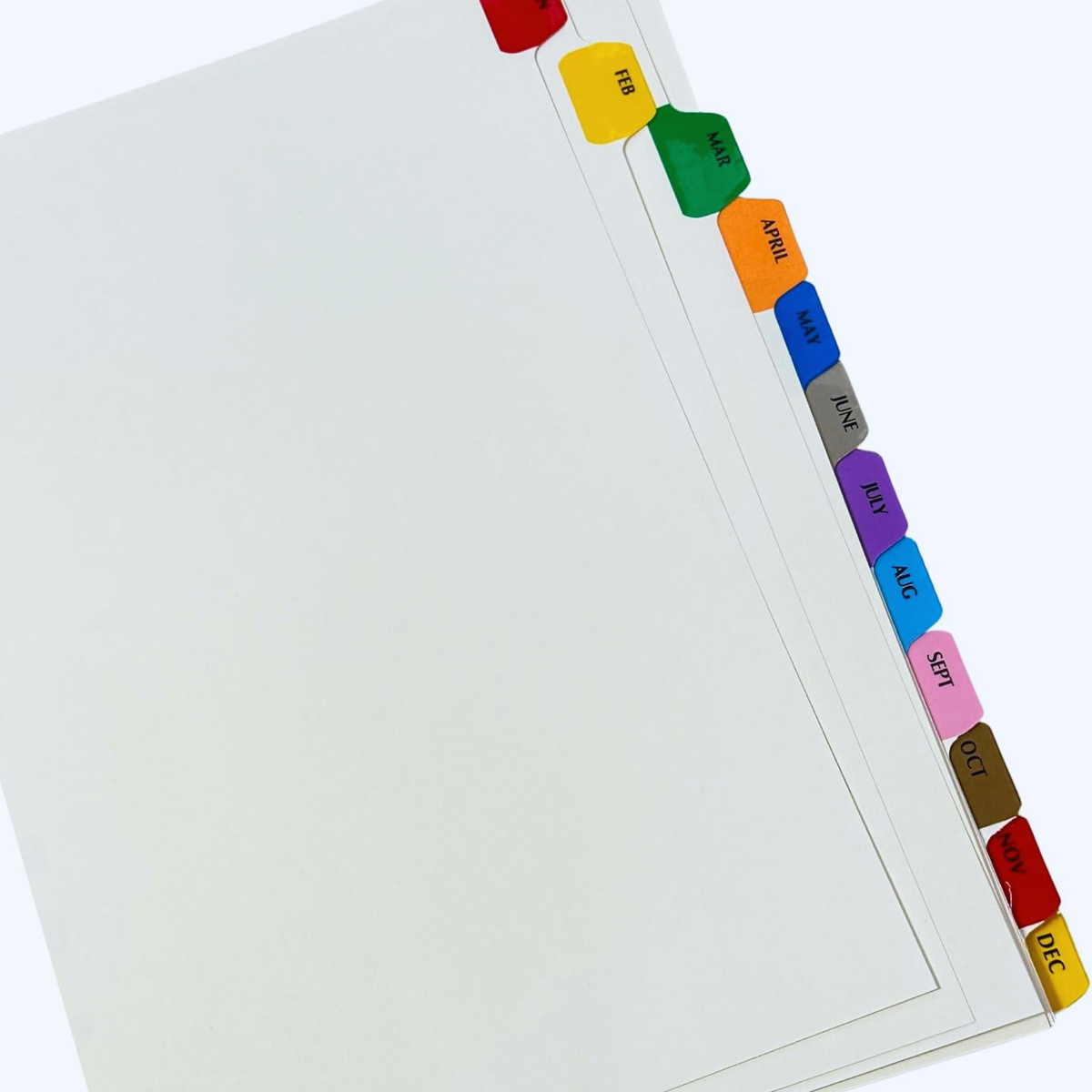 A4 Monthly Index Dividers | 12 Month Tabs | Fits A4 Binders & Lever Arch Files
