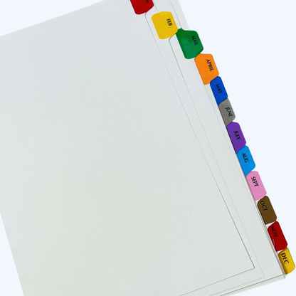 A4 Monthly Index Dividers | 12 Month Tabs | Fits A4 Binders & Lever Arch Files