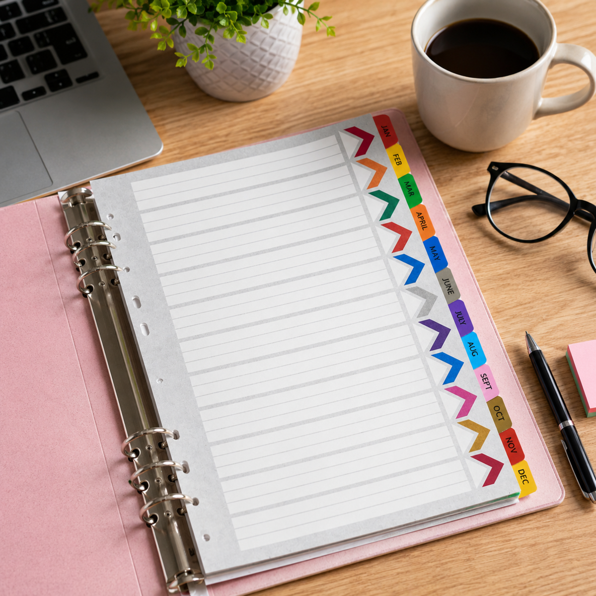 A4 Monthly Index Dividers | 12 Month Tabs | Fits A4 Binders & Lever Arch Files