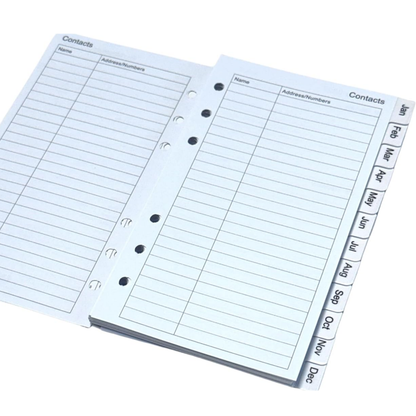  Refill pages 2026 diary - address & contact pages on a white background