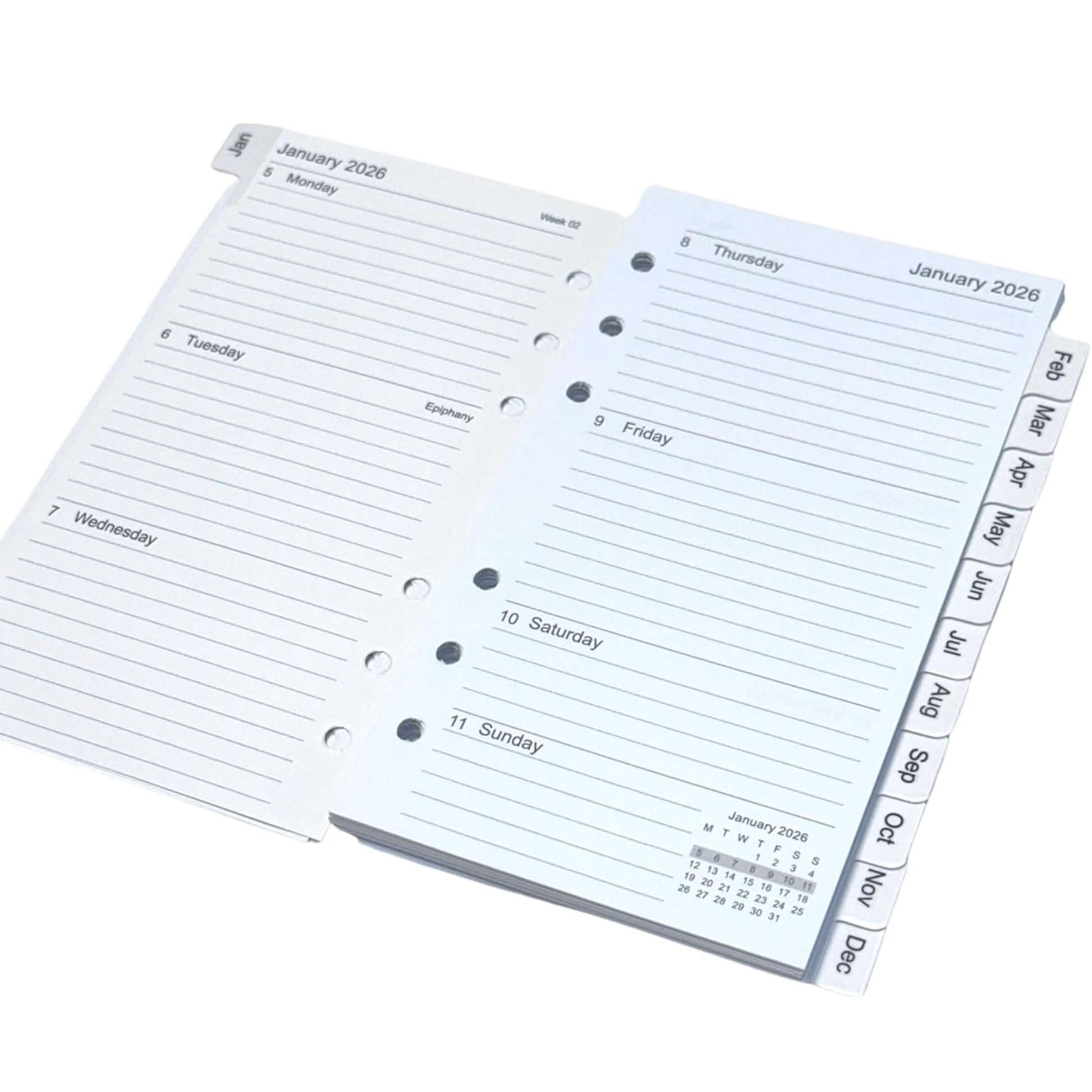 planner pages for January 2026 on a white background