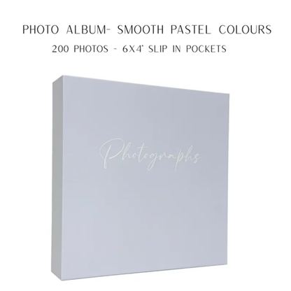 PASTEL BLUE photo album with 'Photographs' text on a white background