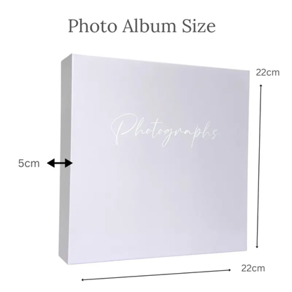LILAC PASTEL photo album with dimensions labelled on a white background 22 X5 X 22CM