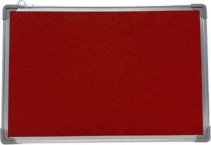 Fabric Cork Felt Pin Board | Aluminium Frame | 60x40cm | Home, Office & School Noticeboard | Green, Blue & Red