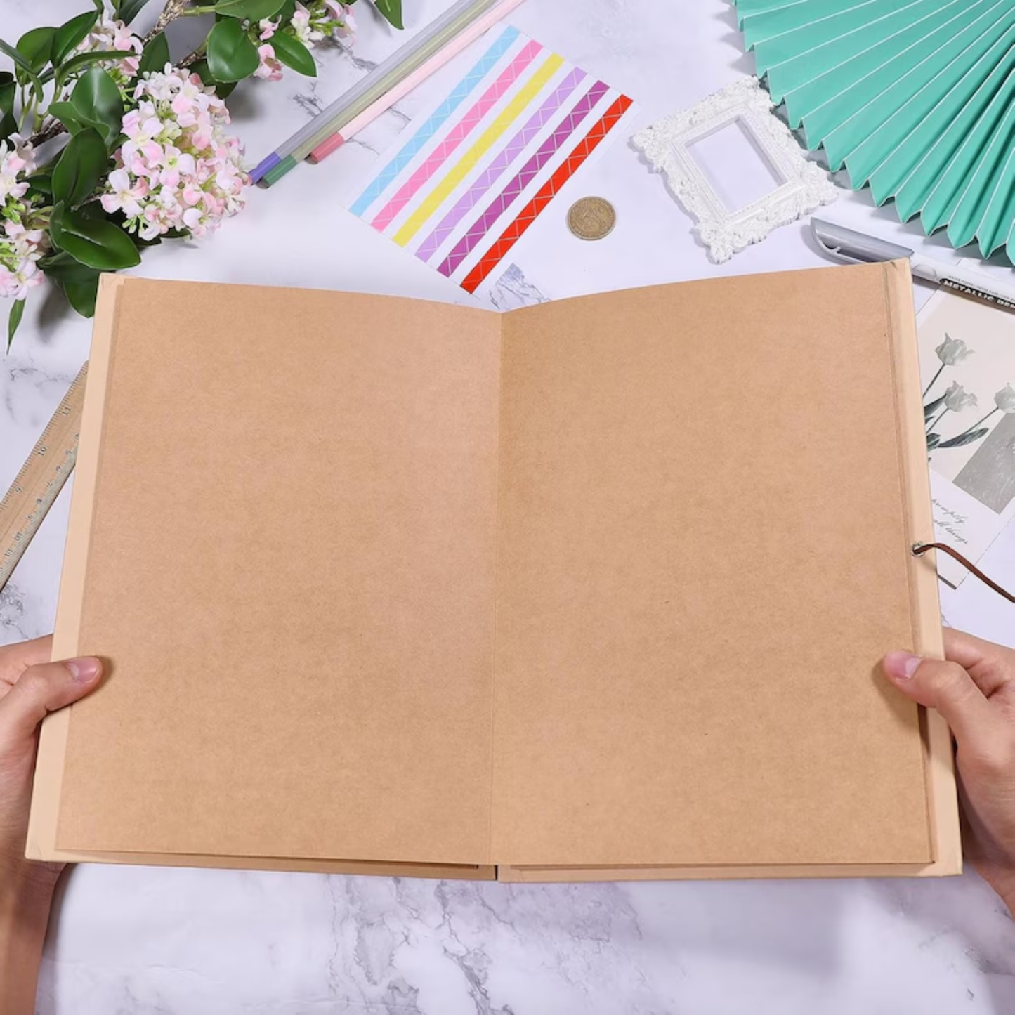 Kraft Scrapbook Album with Leather Cord Tie | Accordion Pages | 3 Sizes