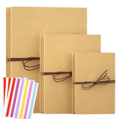 Kraft Scrapbook Album with Leather Cord Tie | Accordion Pages | 3 Sizes