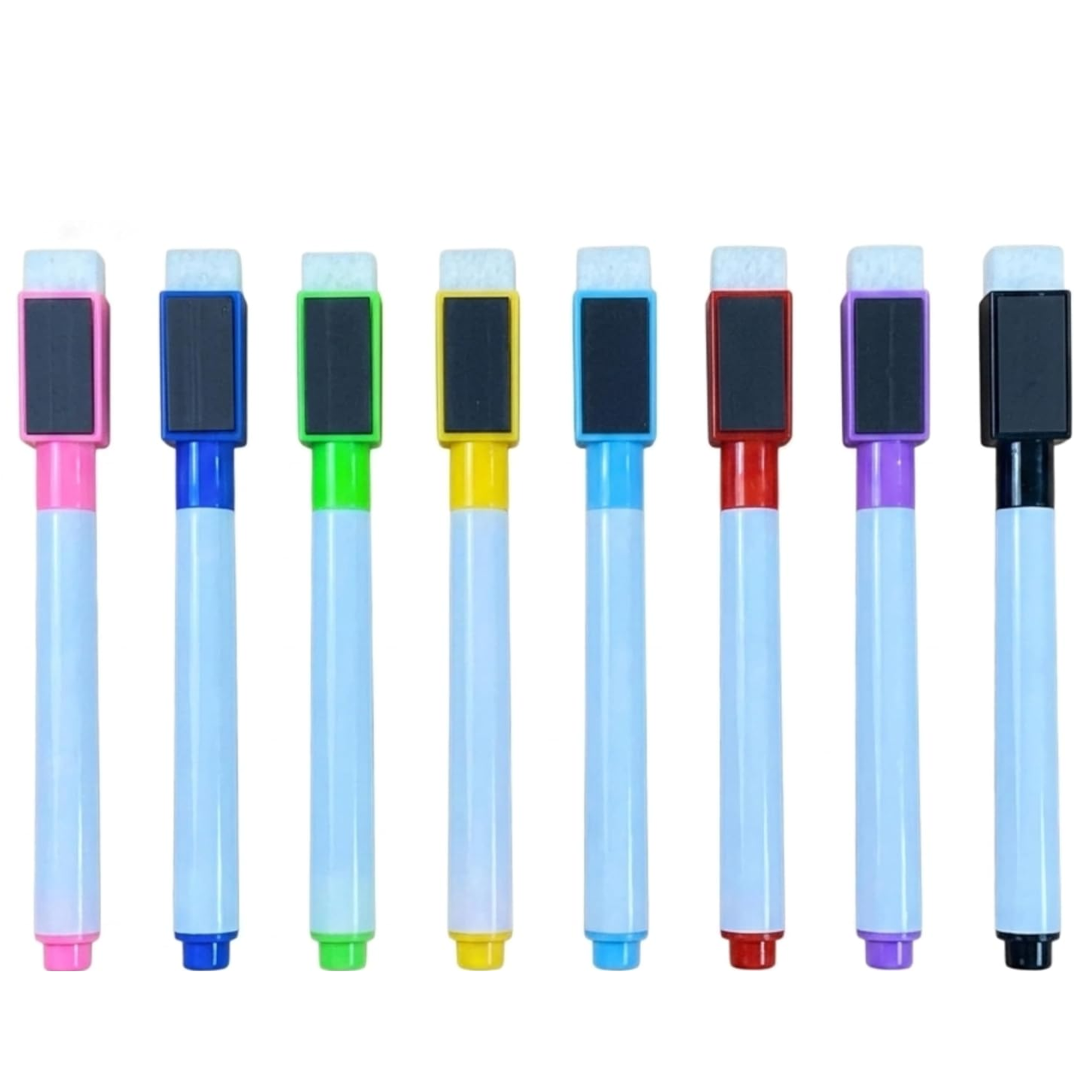 Set of colorful markers with gradient caps on a white background