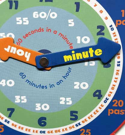 Educational clock with colorful design teaching time concepts