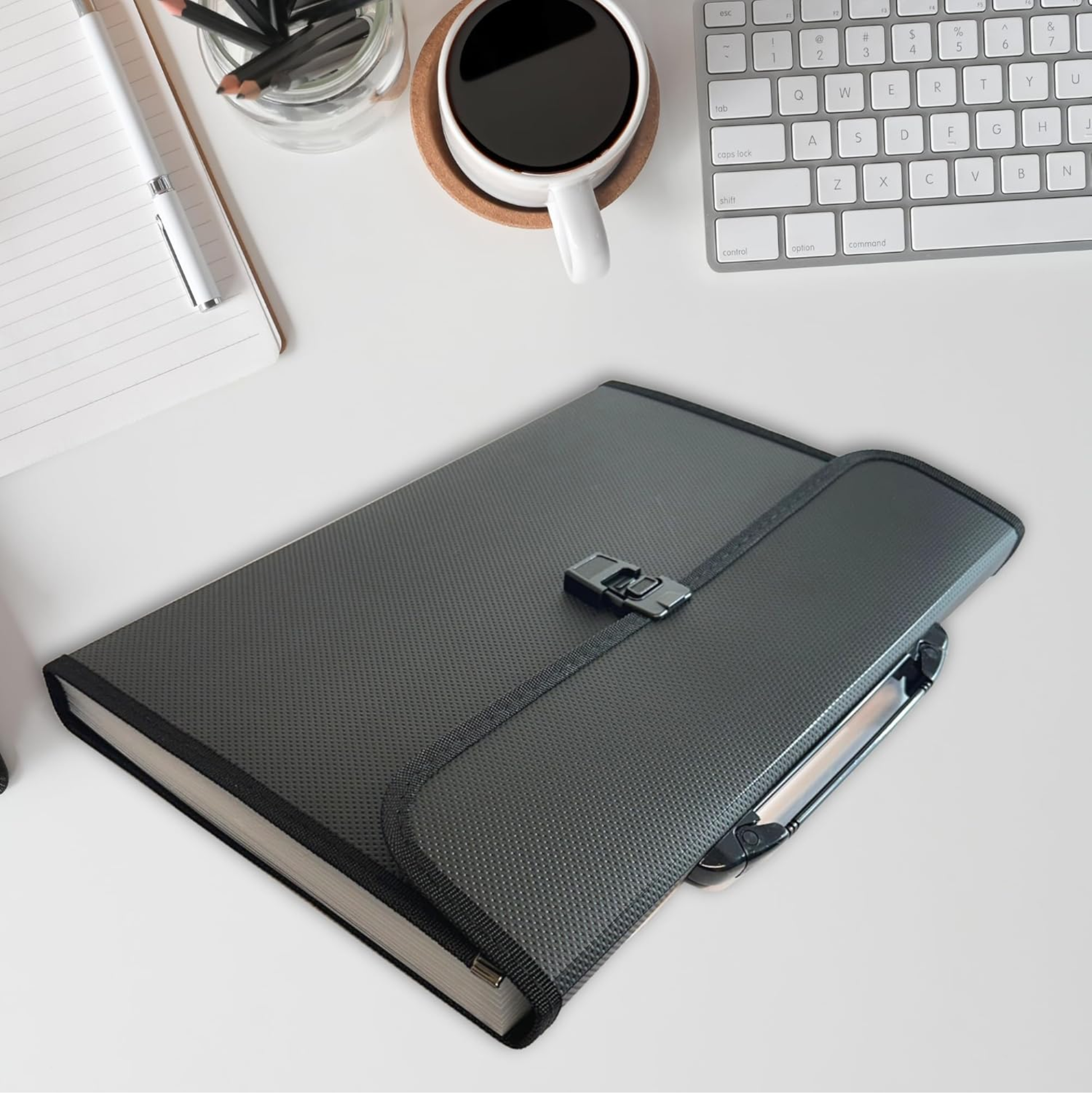 clip lock folder black slim expanding file 13 pockets