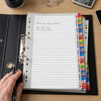 subject dividers with coloured numbered tabs form 1 to 31. 