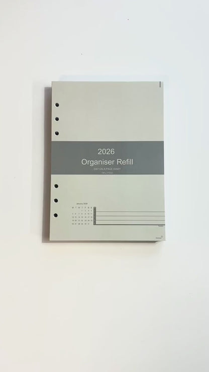 A5 Diary Refill 2026 – Day Per Page, Time Slots 8am–8pm | Filofax Compatible