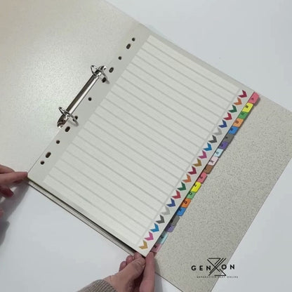 A4 A-Z Alphabetical File Dividers | 20 Part Colour-Coded Index Tabs | Ring Binder Organiser