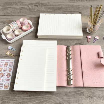 refill insert loose sheets lined paper pages refills for A5 or A6 journal Filofax compatible