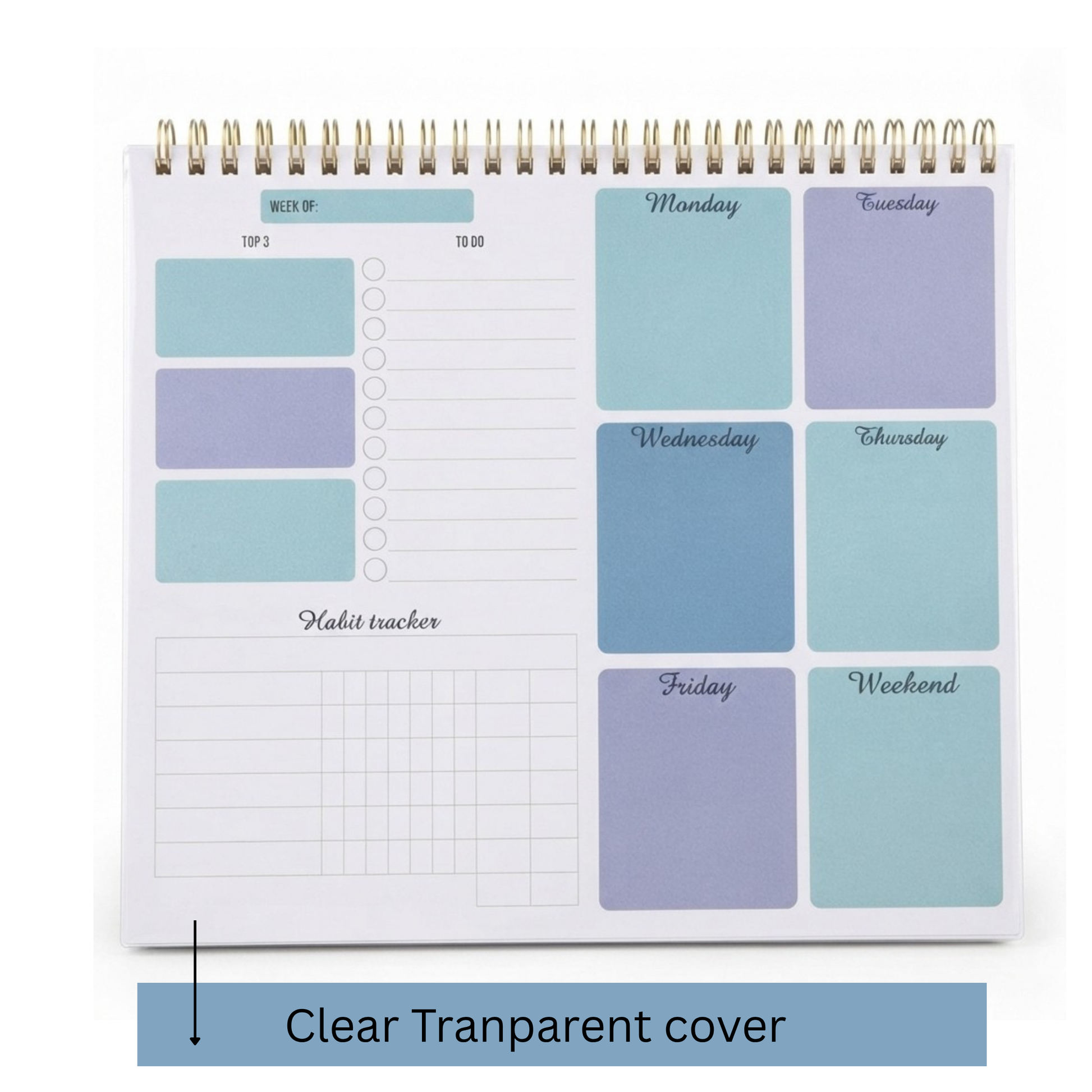 weekly planner pad gold spiral bound habit tracker to do list