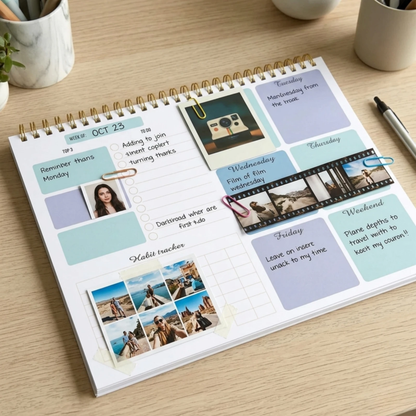 Weekly Planner Pad | Habit Tracker | Gold Spiral Bound | 52 Sheets | A5 Desk Planner